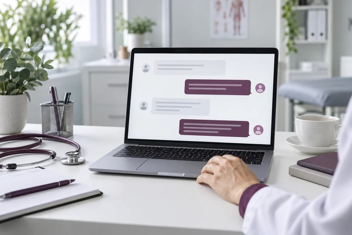Conversație scrisă cu medicul pe laptop