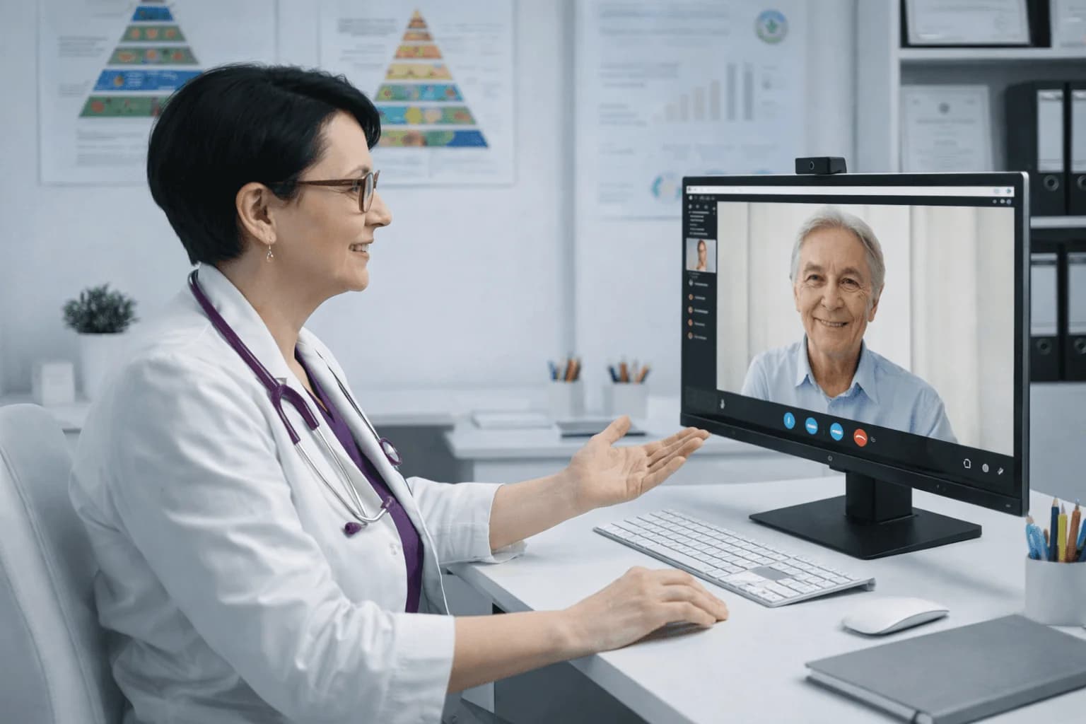 Consultație virtuală cu Dr. Petrache Dr. Petrache în consultație virtuală cu un pacient